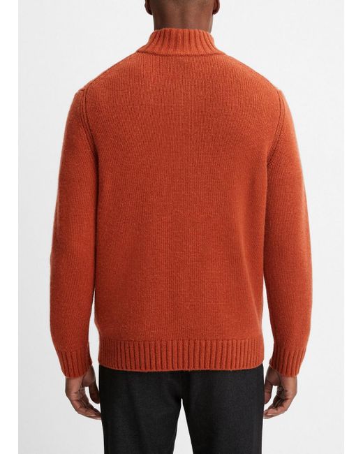 Vince Wool-cashmere Relaxed Quarter-zip Sweater, Red, Size Xl for men