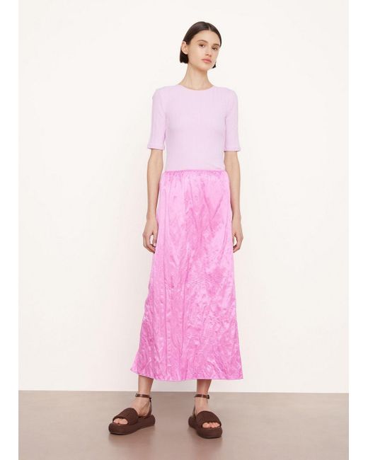 Vince Pink Pleated Column Skirt