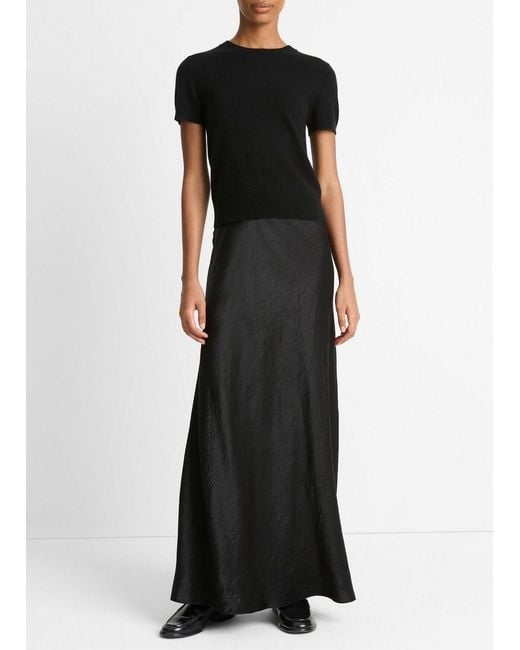 Vince Black Wool & Cashmere-Blend Short-Sleeve Sweater