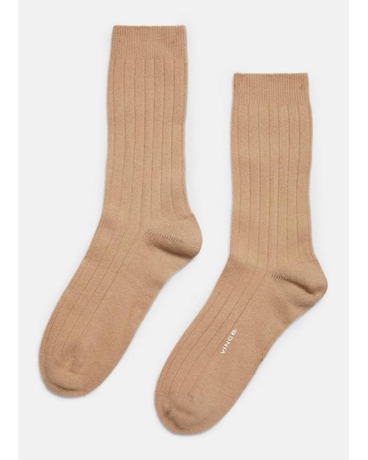 Vince Natural Cashmere Rib Sock, Brown, Size S/m for men