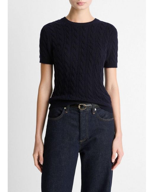 Cardigan Femme Vince En Laine Mélangée - Manches Courtes Boutonnées - Taille Small - Occasion Très Bon état