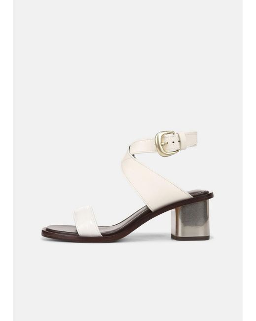 Vince White Dalia Leather Sandal, Milk, Size 7