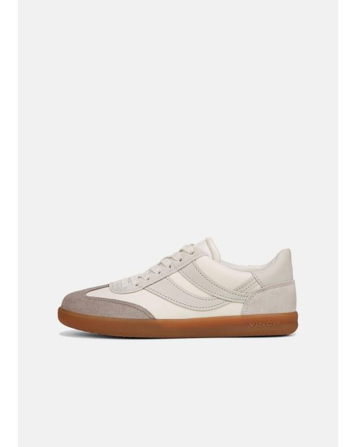 Vince Oasis Leather And Suede Sneaker, White Foam/horchata/hazelstone, Size 9