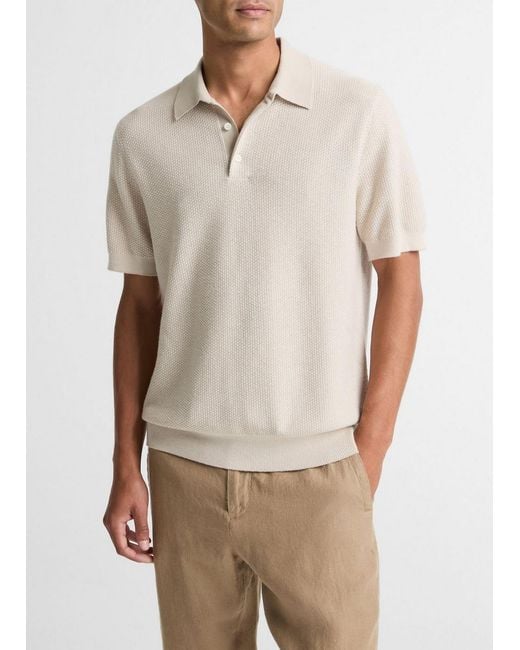 Vince Natural Geo-Jacquard Wool-Blend Blend Polo Sweater for men