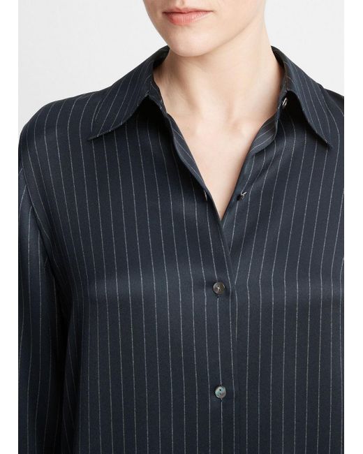Vince Blue Pinstripe Slim Shirt In 426dko