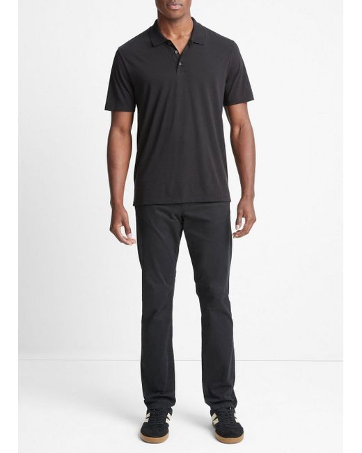 Vince Pima Cotton Short-sleeve Polo Shirt, Black, Size L for men
