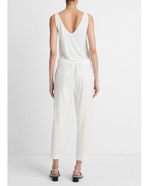 Vince Natural Linen-blend Tapered Pull-on Pant