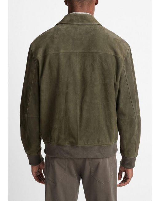 Vince Suede Bomber Jacket, Green, Size Xxl for men