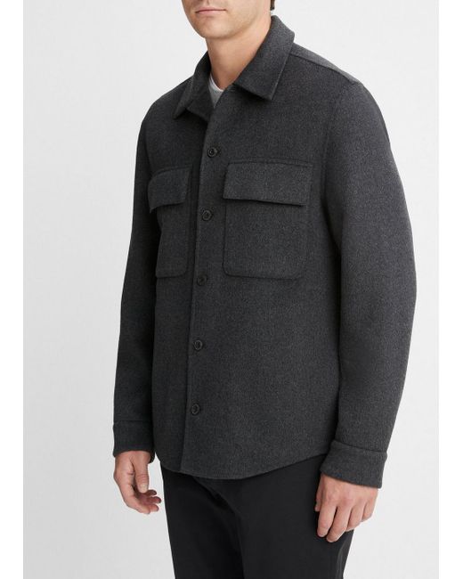 Vince Splittable Wool Shirt Jacket, Black, Size L for men