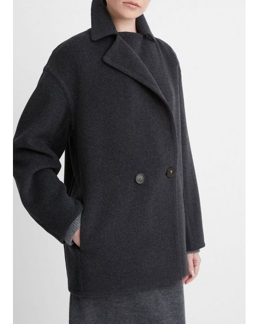 Vince Black Fine Wool-blend Car Coat, Grey, Size M