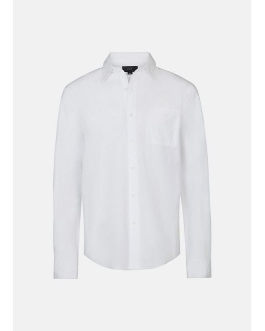 Vince White Cotton Poplin Button-Front Shirt