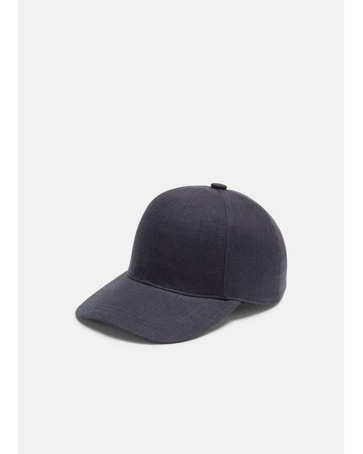 Vince Blue Linen Baseball Cap