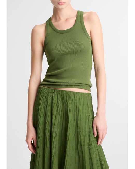 Vince Green Ribbed Scoop-Neck Tank