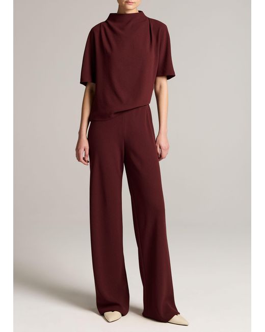 Vince Red Colette High-Rise Crepe Bias Pant