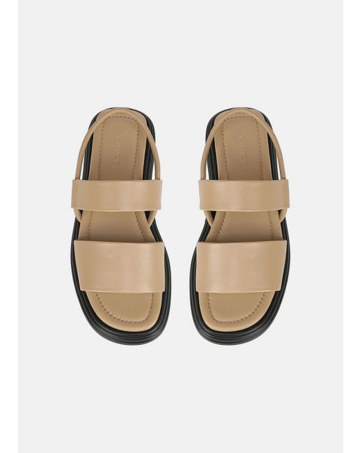 Vince White Priya Leather Platform Sandal, Brown, Size 7.5