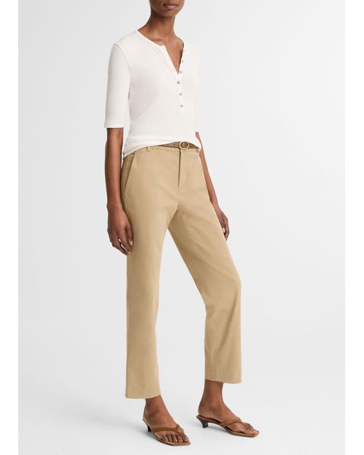 Vince White Avery Mid-Rise Italian Stretch-Cotton Chino Pant