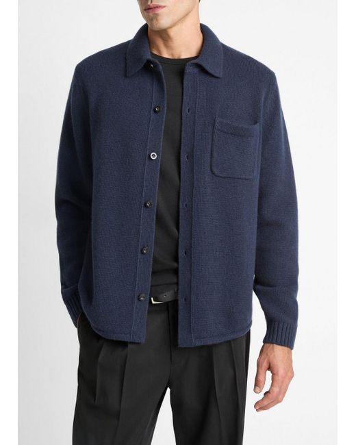 Vince Blue Wool Sweater Shirt for men