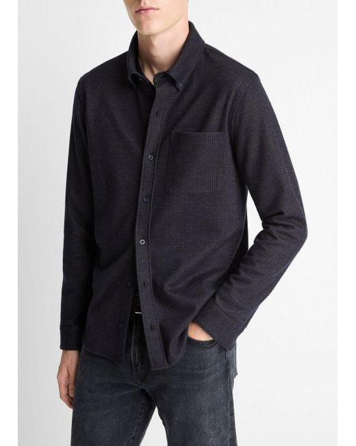 Vince Blue Tattersall Plaid Button-Down Shirt for men