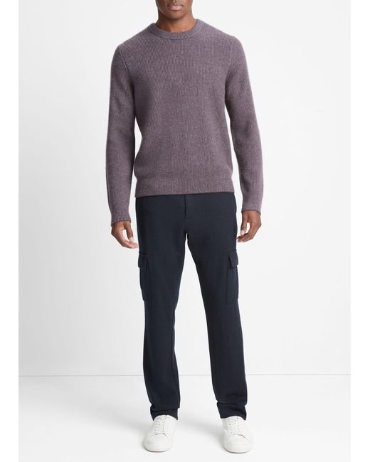 Vince Blue Plush Cashmere Thermal Sweater, Purple, Size L for men