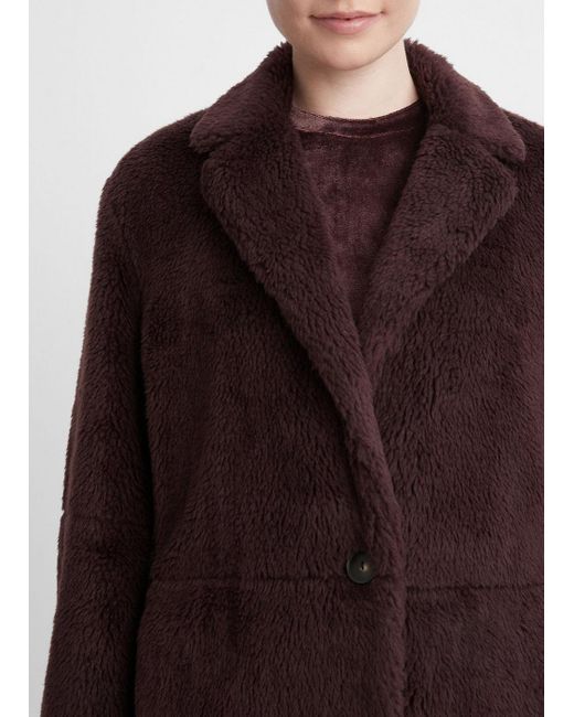 Vince Brown Faux-shearling Coat, Purple, Size Xs