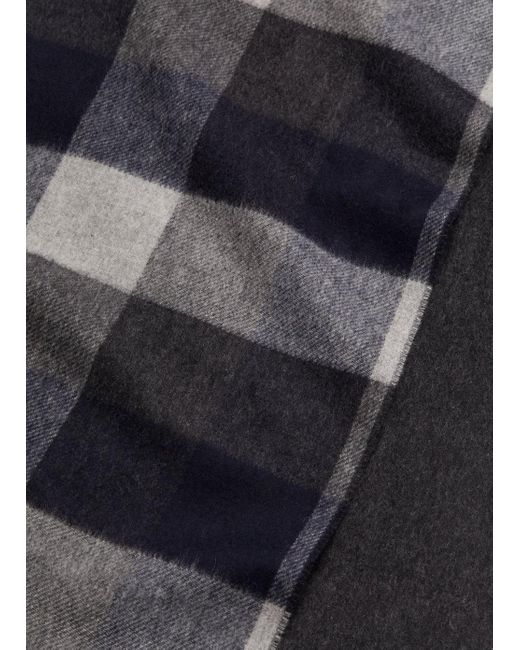 Vince Black Stafford Plaid Wool And Cashmere Double-face Scarf, Multicolor for men