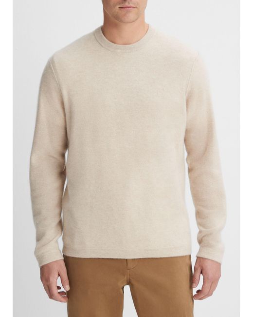 Vince Natural Plush Cashmere Crew Neck Sweater, Beige, Size M for men