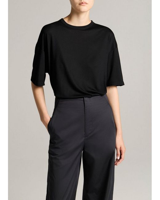 Vince Black Modal-Silk Relaxed T-Shirt
