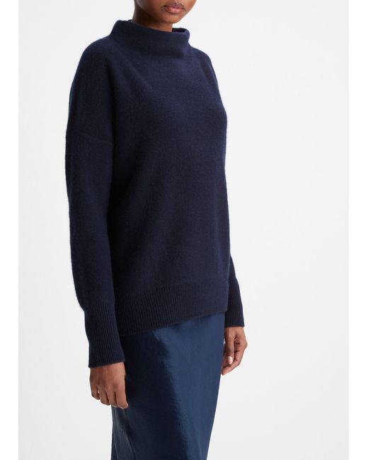 Vince Plush Cashmere Funnel Neck Sweater, Blue, Size Xs