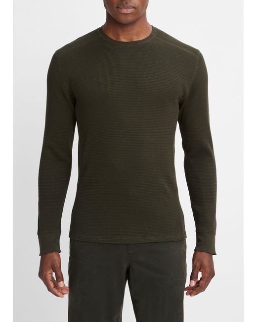 Vince Multicolor Thermal Long-sleeve Crew Neck T-shirt, Moss Green, Size Xs for men