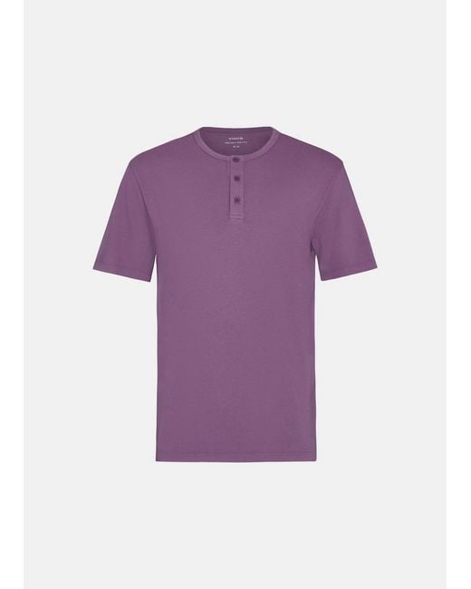 Vince Purple Cotton Short-Sleeve Henley