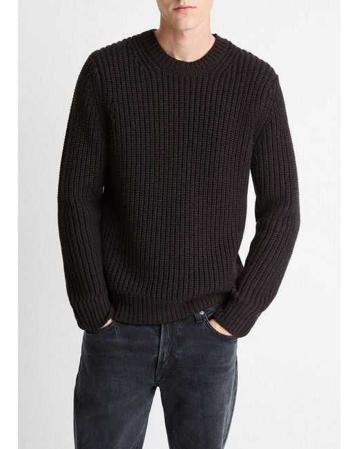 Vince Black Utility Shaker Merino Wool Sweater for men