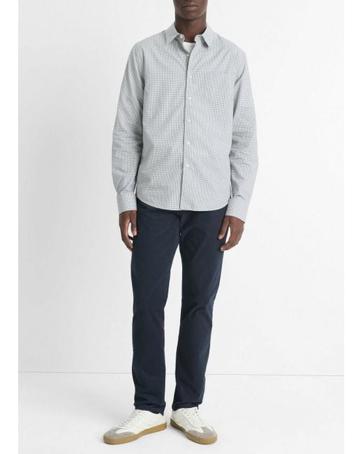 Vince Gray Whitney Plaid Cotton-Blend Long-Sleeve Shirt for men