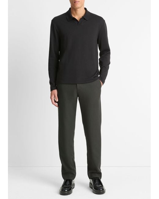 Vince Black Milano Pima Cotton-Blend Johnny-Collar Shirt for men