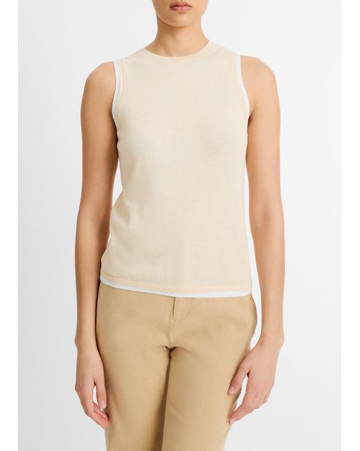 Vince White Double-Layer Knit Shell