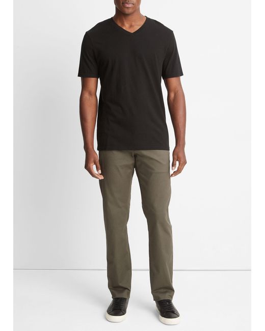 Vince Garment Dye Short Sleeve V-neck T-shirt, True Black, Size S for men