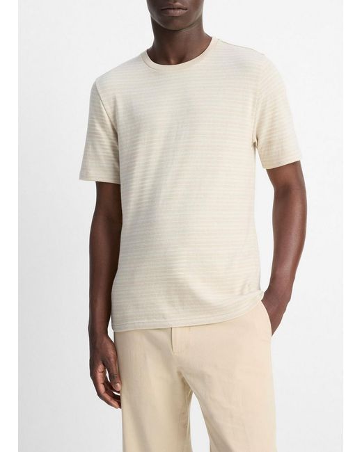 Vince Natural Striped Cotton T-Shirt for men