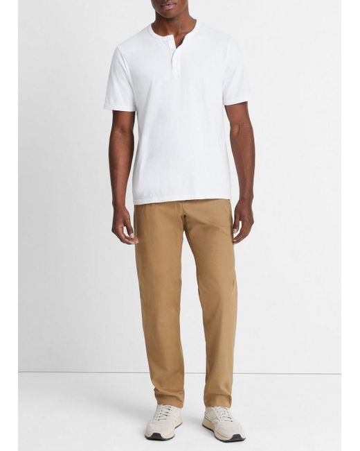 Vince Garment Dye Short-sleeve Henley, Optic White, Size Xs for men