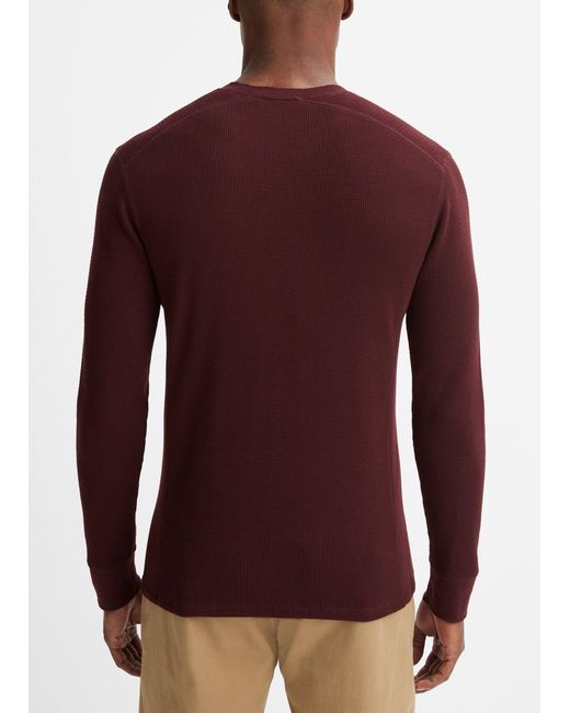 Vince Red Thermal Long-sleeve Crew Neck T-shirt, Pinot Vino, Size L for men