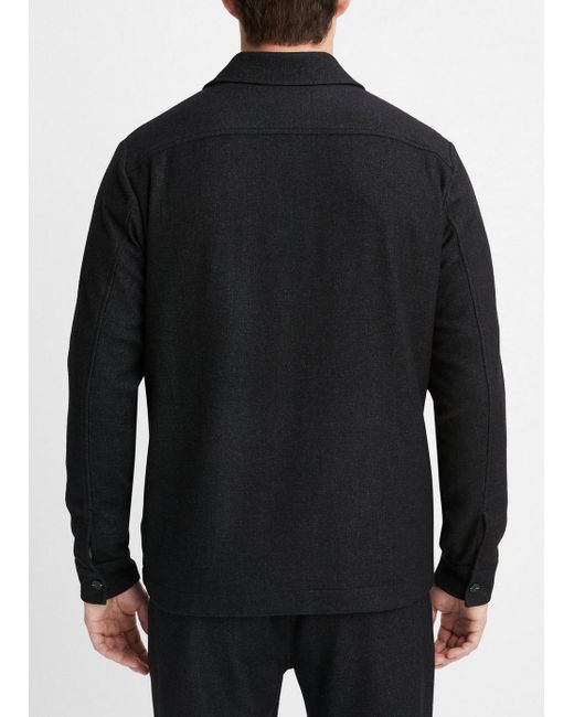 Vince Italian Virgin Wool-blend Flannel Overshirt, Black, Size Xl for men