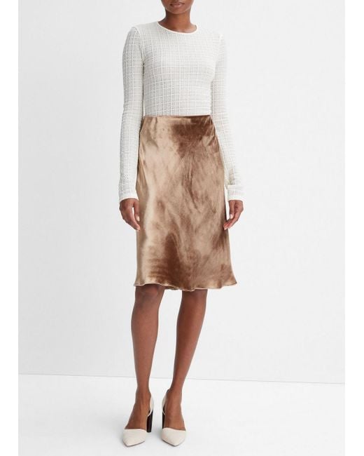 Vince Natural Velvet Slip Skirt, Brown, Size Xs