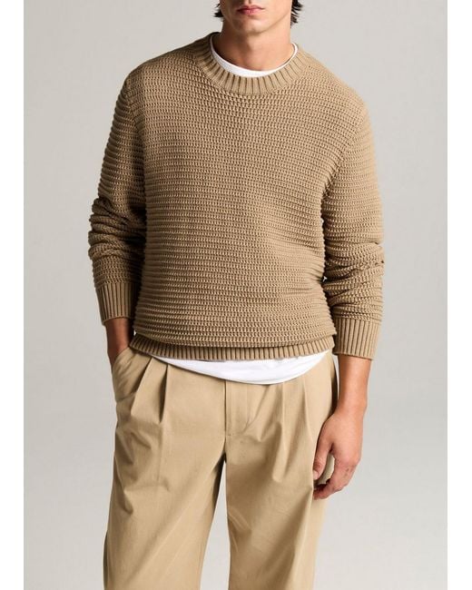Vince Natural Crafted Texture Cotton-Cashmere Sweater for men