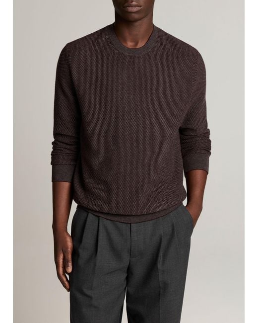 Vince Brown Geo-Jacquard Wool-Blend Crew Neck Sweater for men