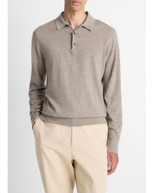 Vince Natural Featherweight Merino Wool-Cashmere Polo Sweater for men