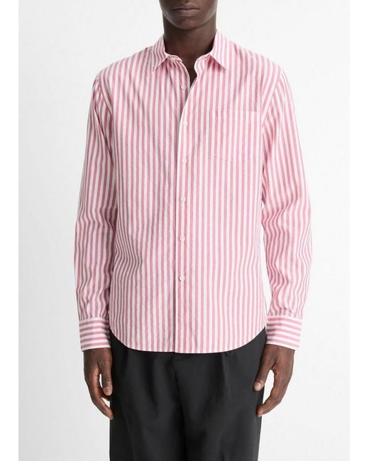 Vince Pink Hermosa Stripe Button-Front Shirt for men