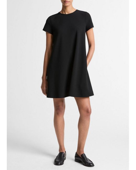 Vince Black Bias Short-Sleeve Dress