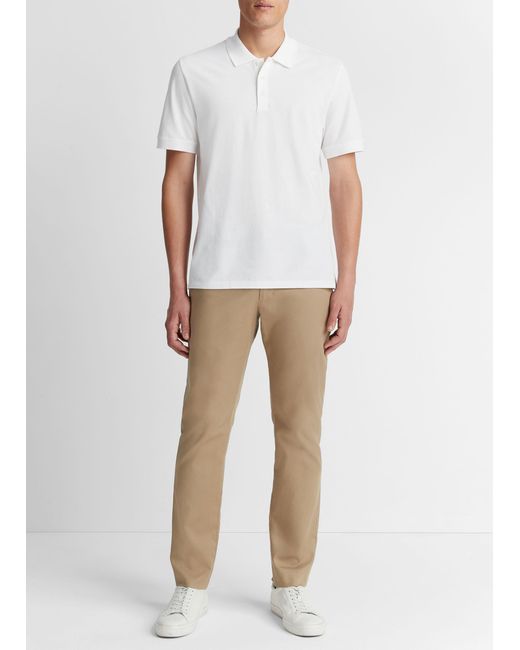 Vince Cotton Piqué Short-sleeve Polo Shirt, White, Size S for men