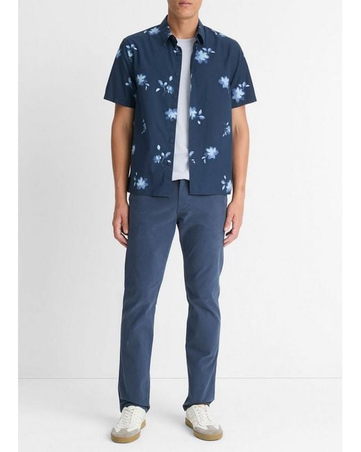 Vince Blue Cascading Floral Short-Sleeve Shirt for men