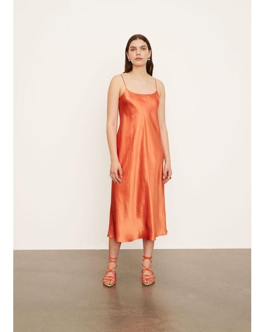 Vince Orange Satin Slip Dress