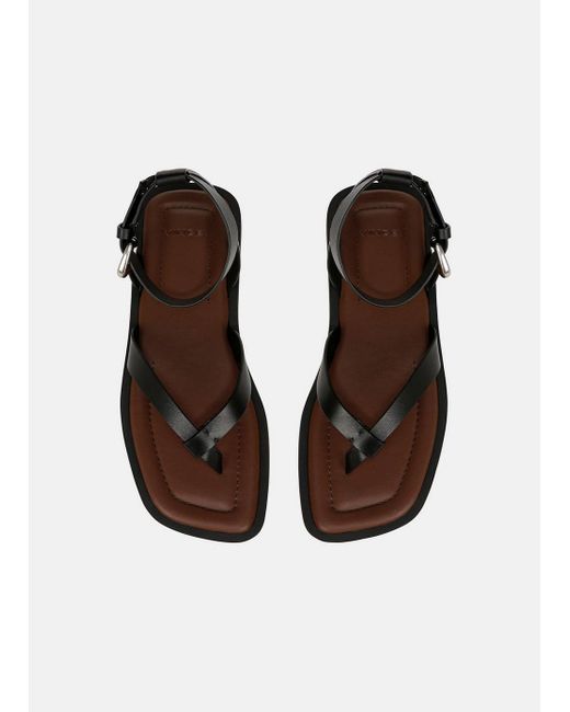 Vince White Samuela Leather Lug-sole Sandal, Black, Size 8