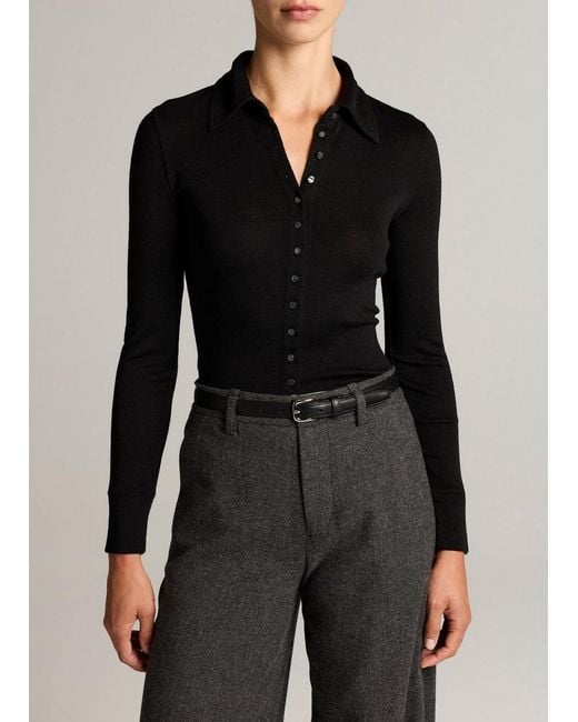 Vince Black Multi-Button Collared Cardigan Top